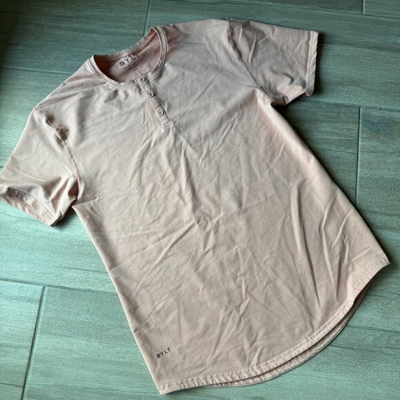 BYLT Shirt - Large - Henley Short Sleeve - Drop Cut - Picture 1 of 4